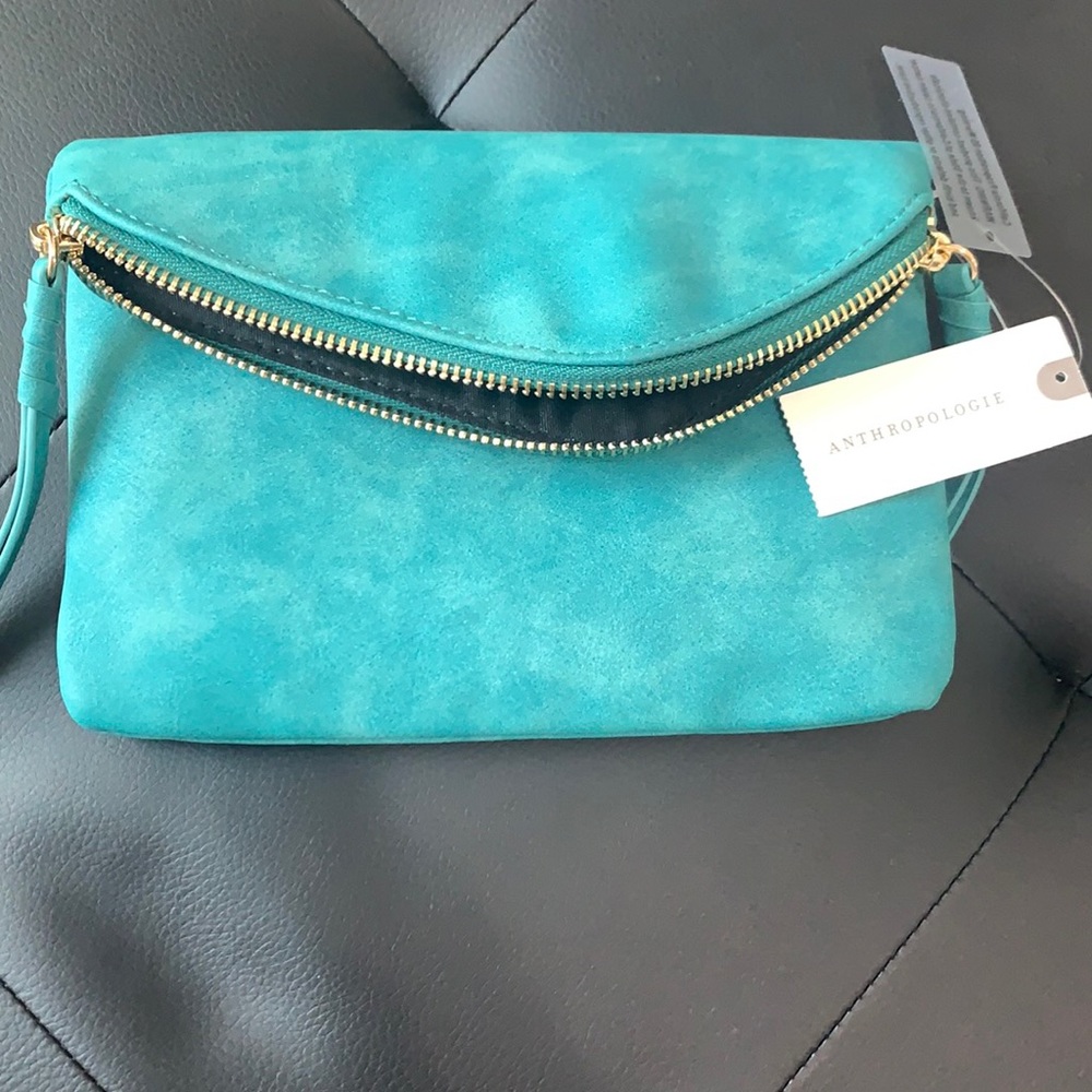 Street Level turquoise purse with gold chain.  Brand new